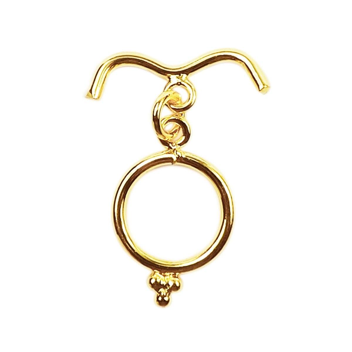 Handmade 18K gold plated grooved toggle clasp with polished finish, crafted in India for bracelets and necklaces