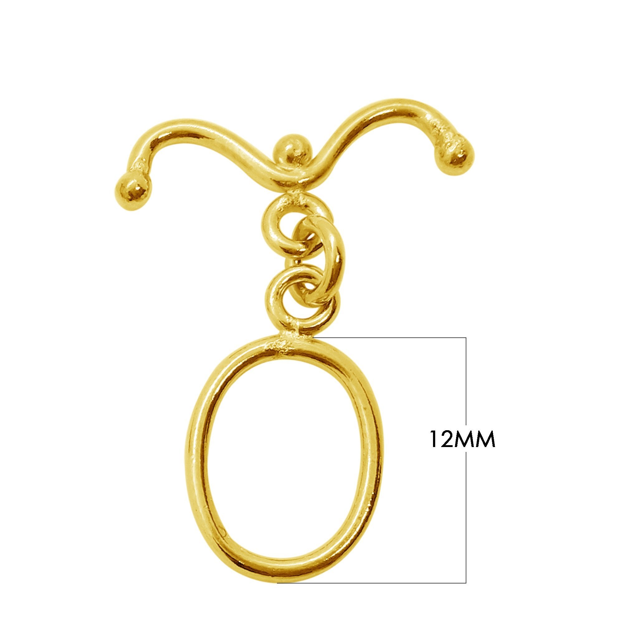 Elegant 18K Gold Overlay Oval Ring Toggle Clasp with curved bar and polished finish, handcrafted in India for retail jewelry use