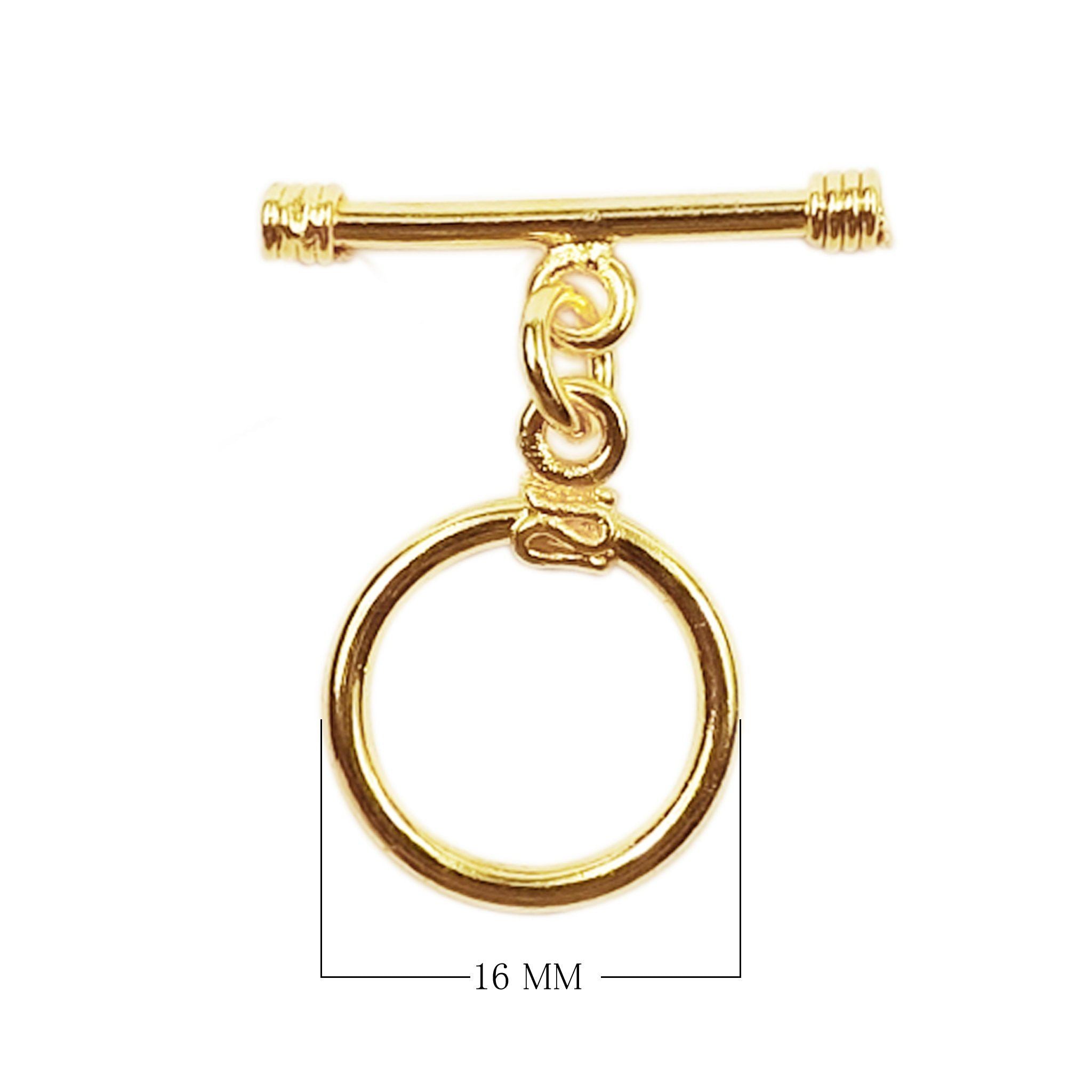 Handmade 18K Gold Overlay Toggle Clasp with polished finish for necklaces and bracelets