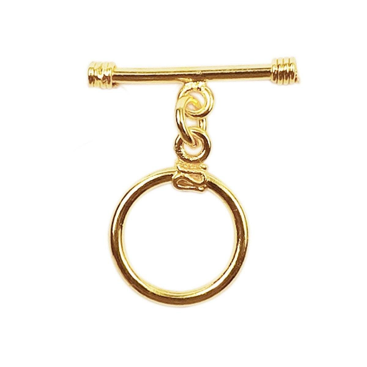 Handmade 18K Gold Overlay Toggle Clasp with polished finish for necklaces and bracelets
