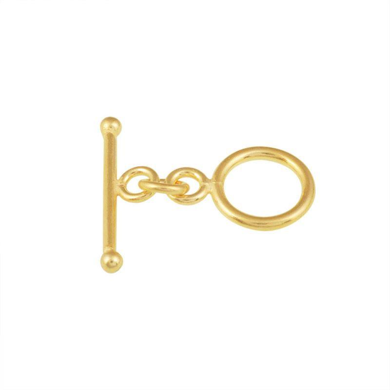 Handmade 18K Gold Overlay Round Toggle Clasp with polished golden finish for necklaces and bracelets
