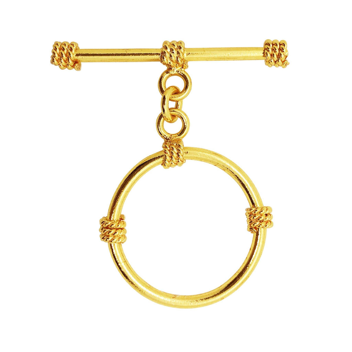 Handmade 18K Gold Overlay Rope Knot Toggle Clasp with polished golden finish for necklaces and bracelets