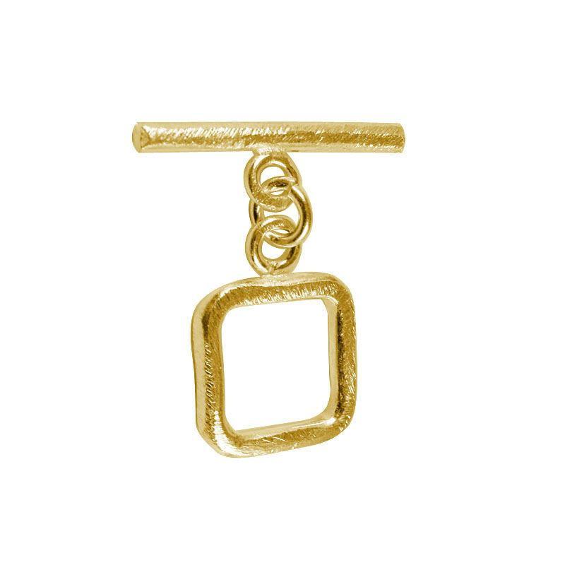 Handmade 18K Gold Overlay Square Toggle Clasp with polished golden finish for necklaces and bracelets