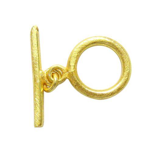 Handmade 18K Gold Overlay Textured Round Toggle Clasp with golden finish for necklaces and bracelets
