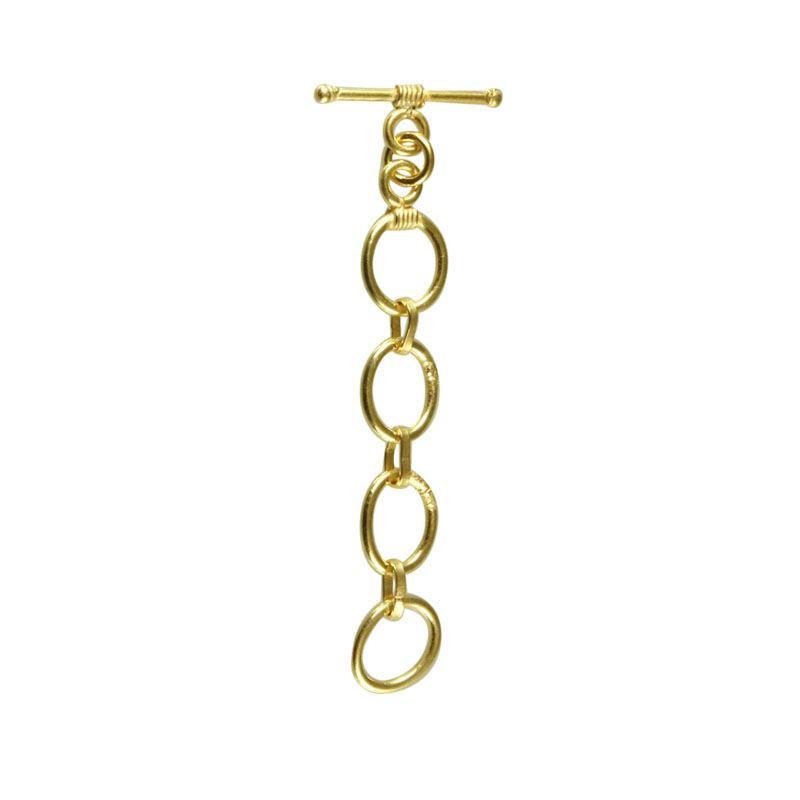 Handmade 18K Gold Overlay Multi-Link Toggle Clasp with polished golden finish for necklaces and bracelets