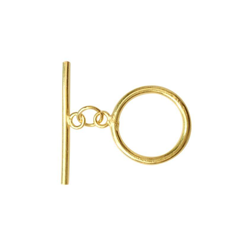 Handmade 18K Gold Overlay Simple Round Toggle Clasp with polished golden finish for bracelets and necklaces
