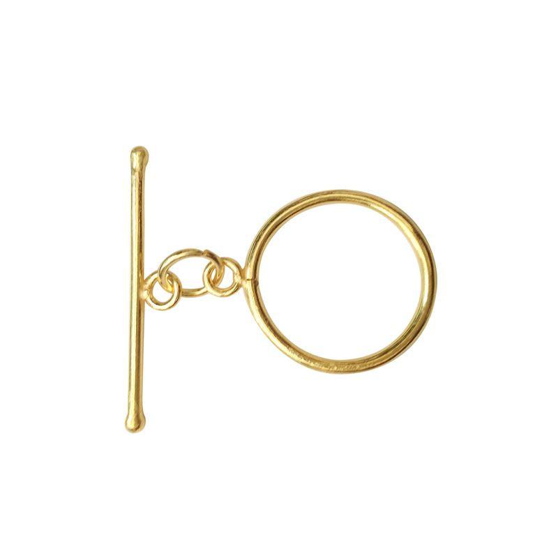 Handmade 18K Gold Overlay Polished Round Toggle Clasp with golden finish for bracelets and necklaces