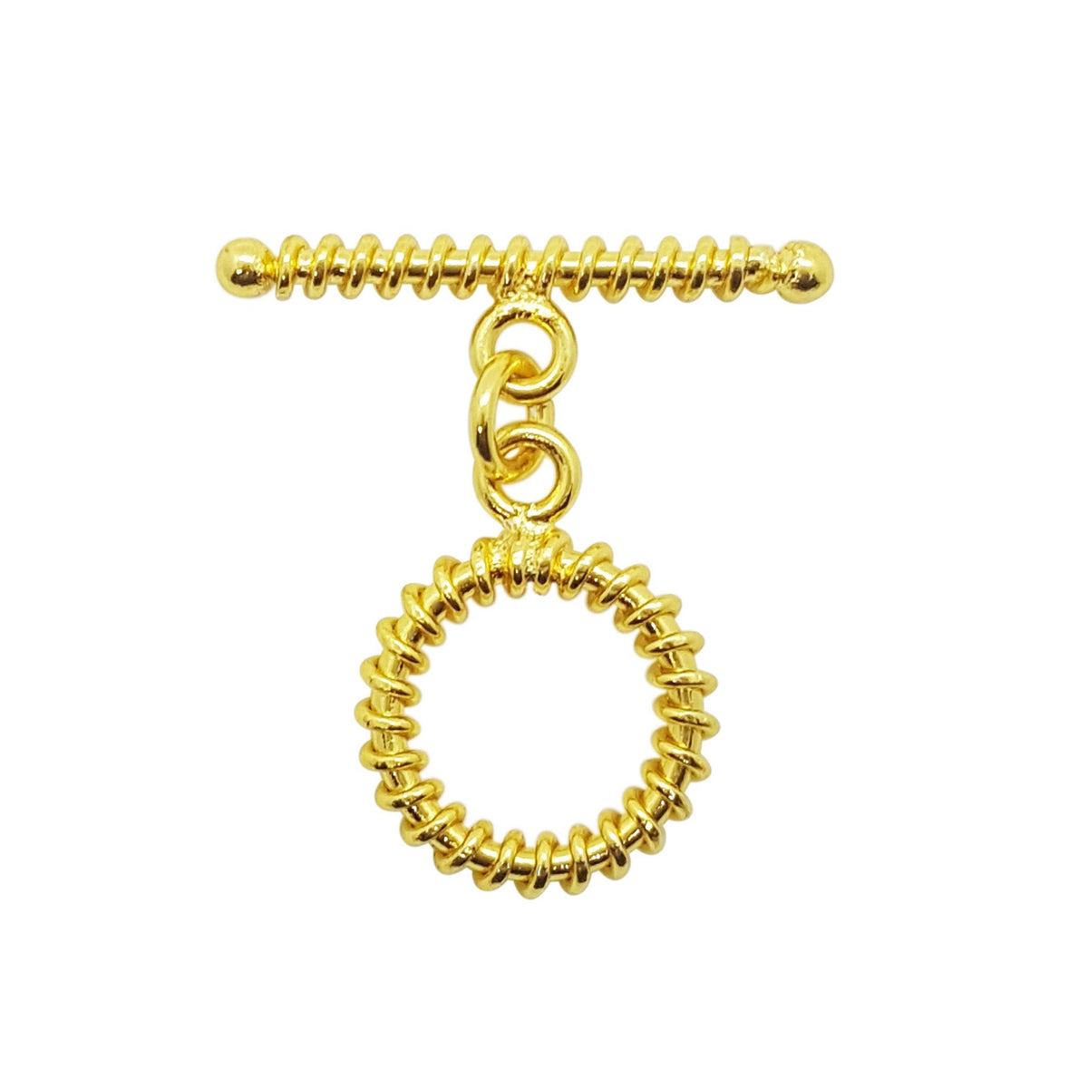 Handmade 18K Gold Overlay Spiral Toggle Clasp with polished finish for bracelets and necklaces