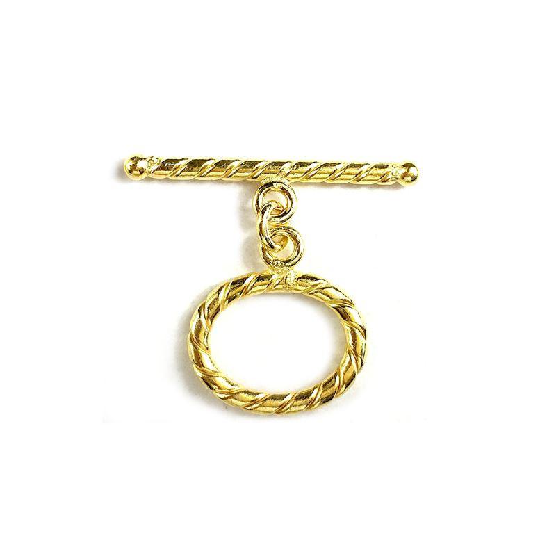 Handmade 18K Gold Overlay Twisted Rope Toggle Clasp for bracelets and necklaces