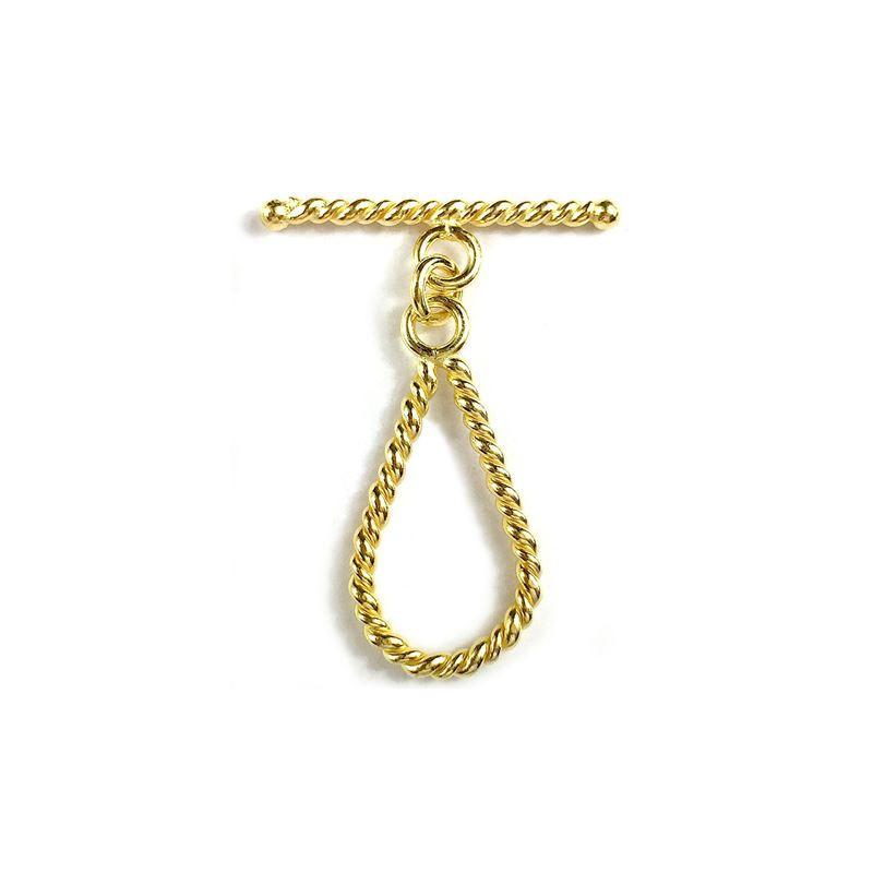 Handmade 18K Gold Overlay Teardrop Rope Toggle Clasp for necklaces and bracelets