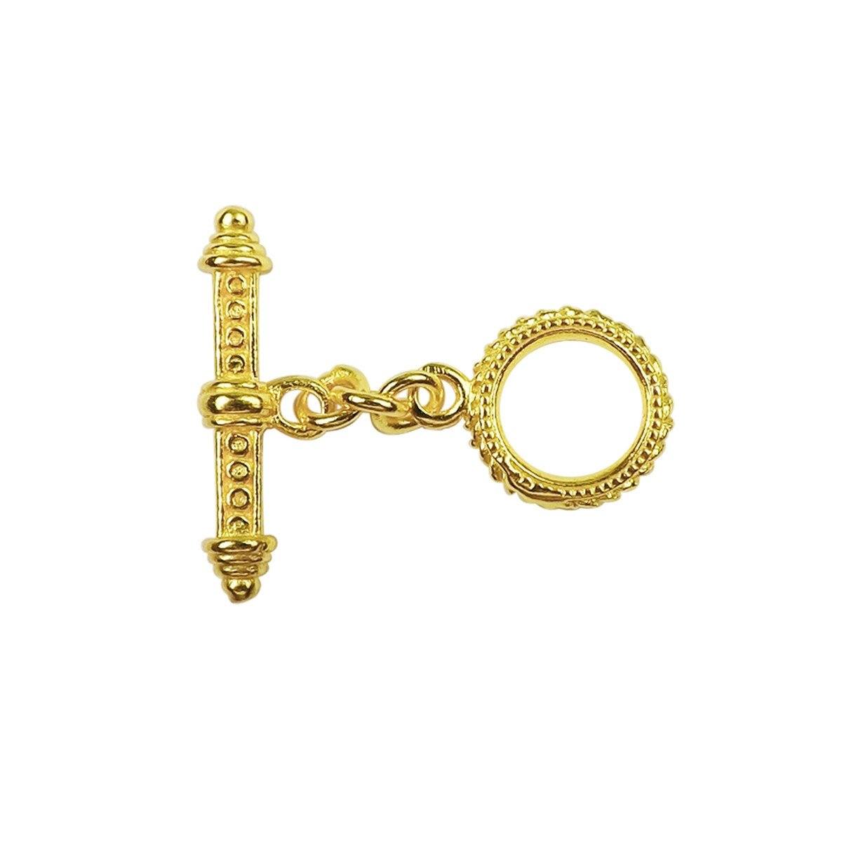 Handmade 18K Gold Overlay Toggle Clasp with ornamental design handcrafted in India