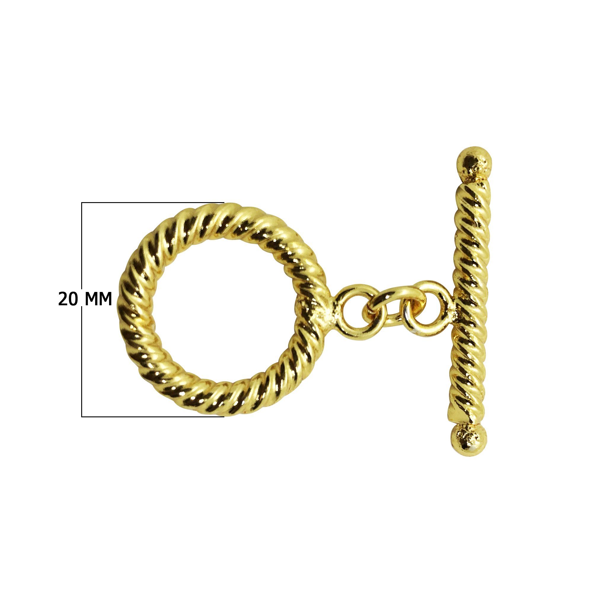 Handmade 18K Gold Overlay Toggle Clasp with rope texture handcrafted in India