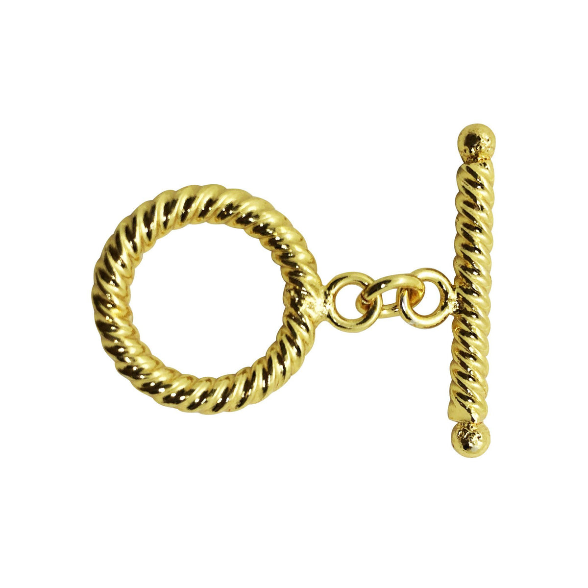 Handmade 18K Gold Overlay Toggle Clasp with rope texture handcrafted in India