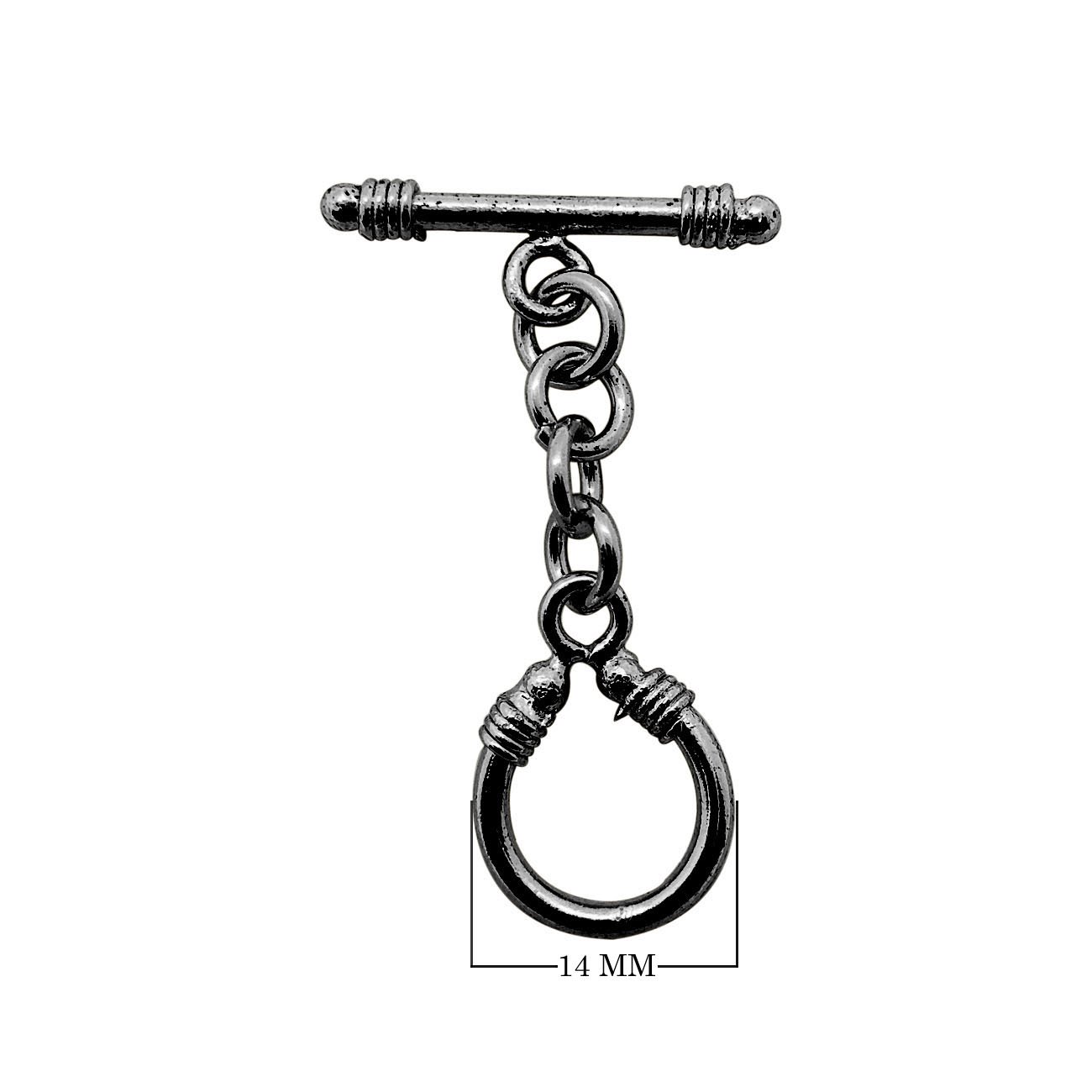 Handmade Black Rhodium Overlay Chain Toggle Clasp featuring loop connector design, polished and handcrafted in India.