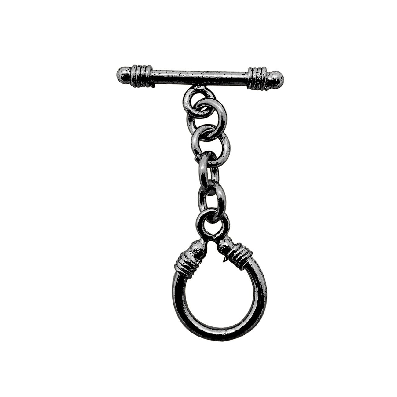 Handmade Black Rhodium Overlay Chain Toggle Clasp featuring loop connector design, polished and handcrafted in India.