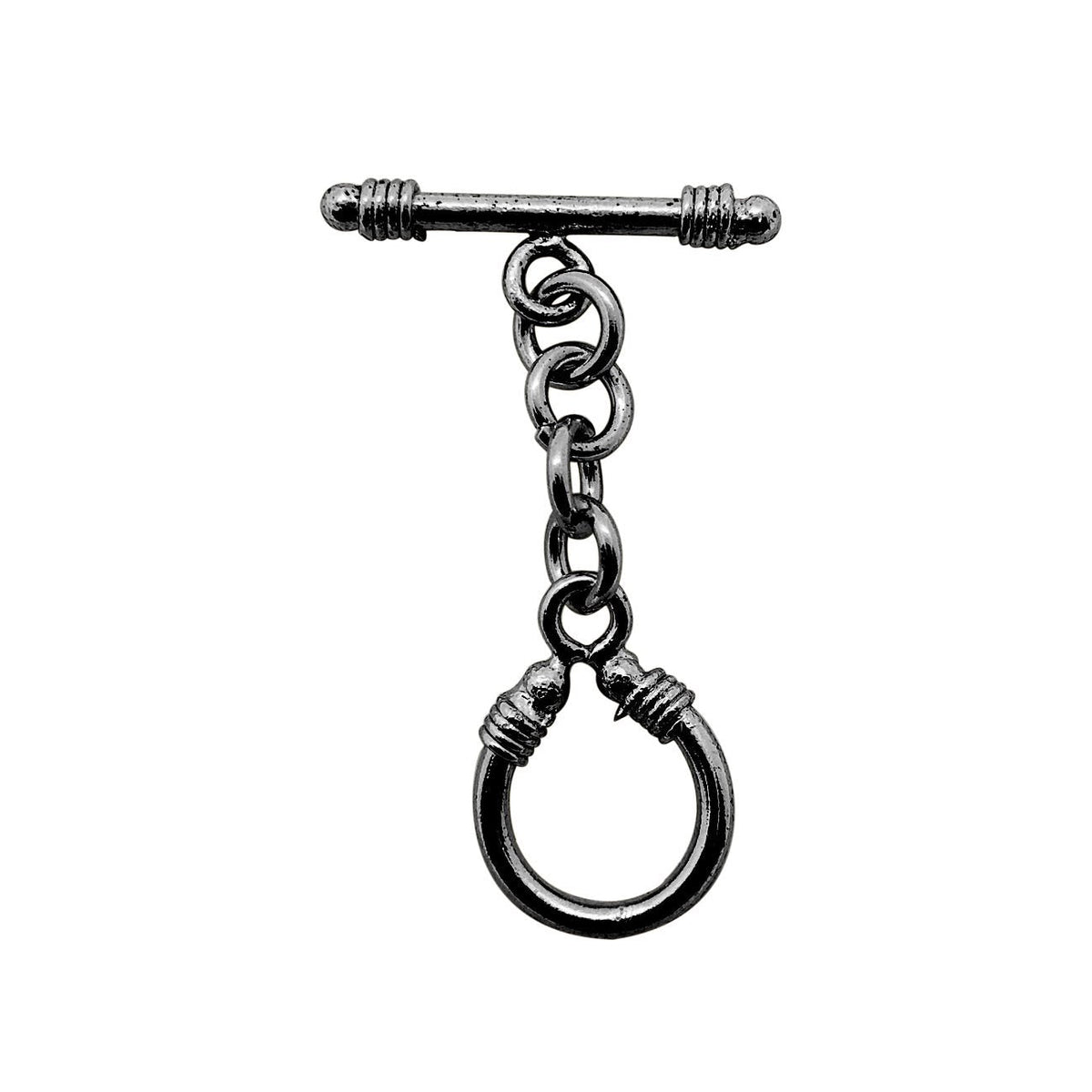 Handmade Black Rhodium Overlay Chain Toggle Clasp featuring loop connector design, polished and handcrafted in India.