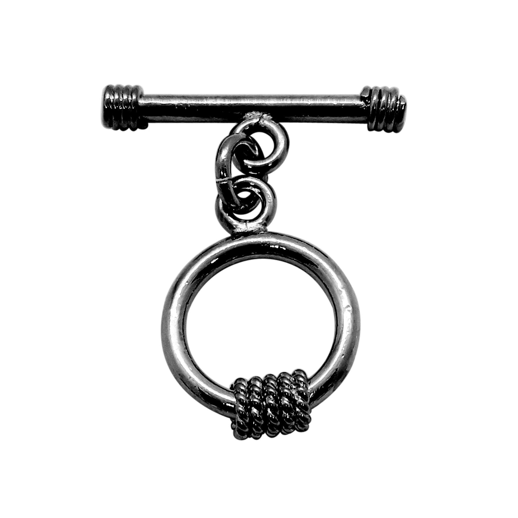 Handcrafted Black Rhodium Overlay toggle clasp from India with circular ring and wrapped detail for jewelry closures.