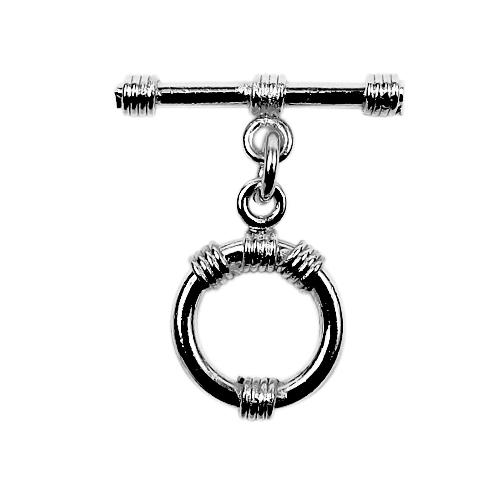Handcrafted Black Rhodium Overlay toggle clasp from India with circular wrapped ring design for bracelets and necklaces.