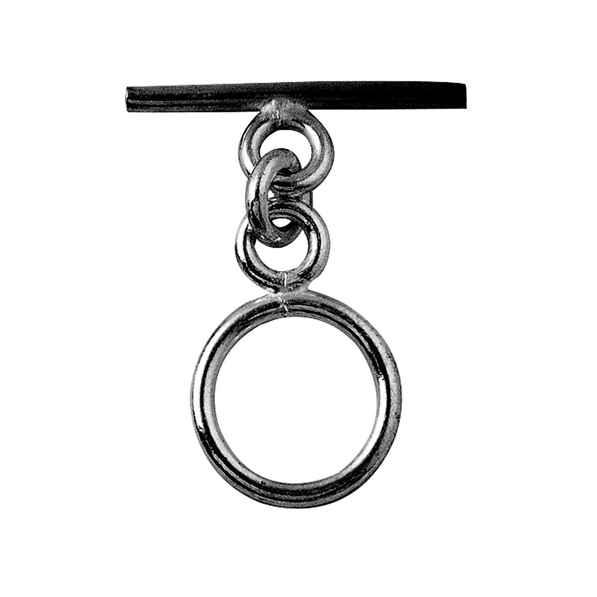 Handcrafted Black Rhodium Overlay toggle clasp from India with simple circular design for jewelry bracelets and necklaces.
