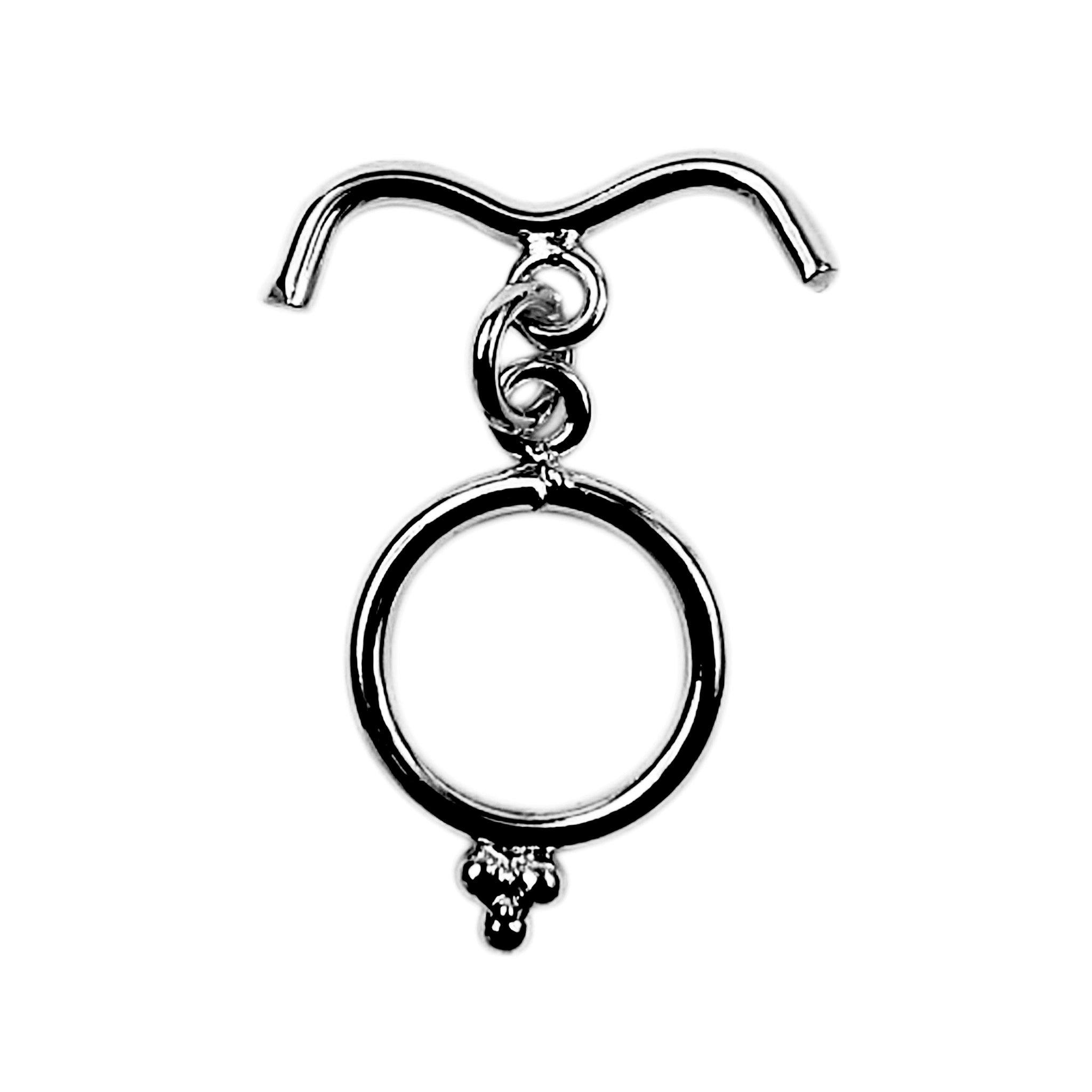 Handcrafted Black Rhodium Overlay toggle clasp from India with curved bar and circular ring design for bracelets and necklaces.