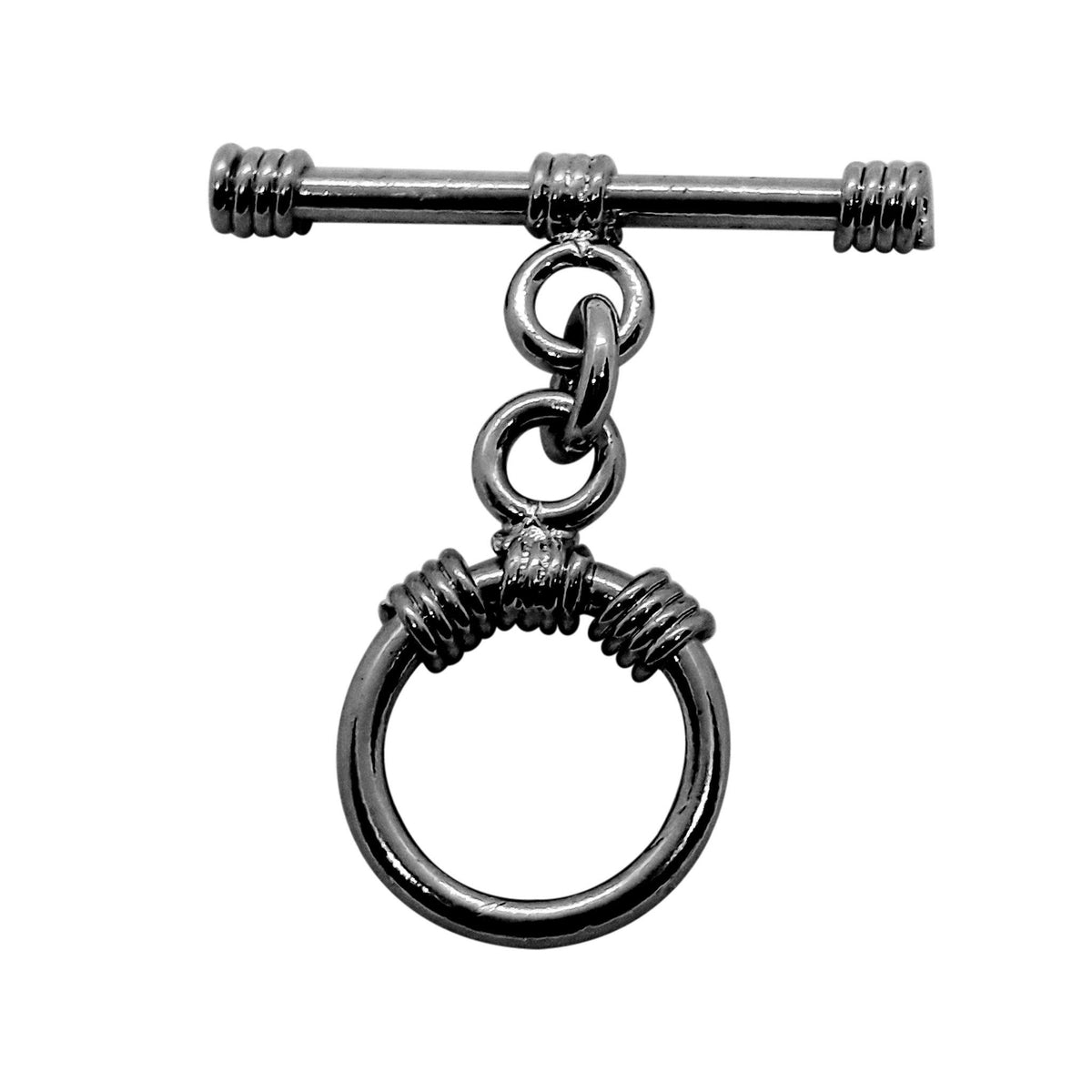 Black Rhodium Overlay Toggle Clasp India – Handcrafted Wrapped Bar Circular Jewelry Closure