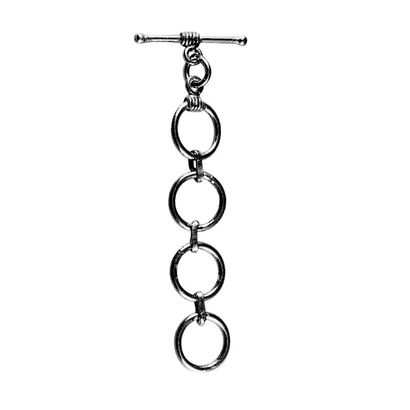 Handcrafted Black Rhodium Overlay toggle clasp jewelry piece with circular rings, made in India.