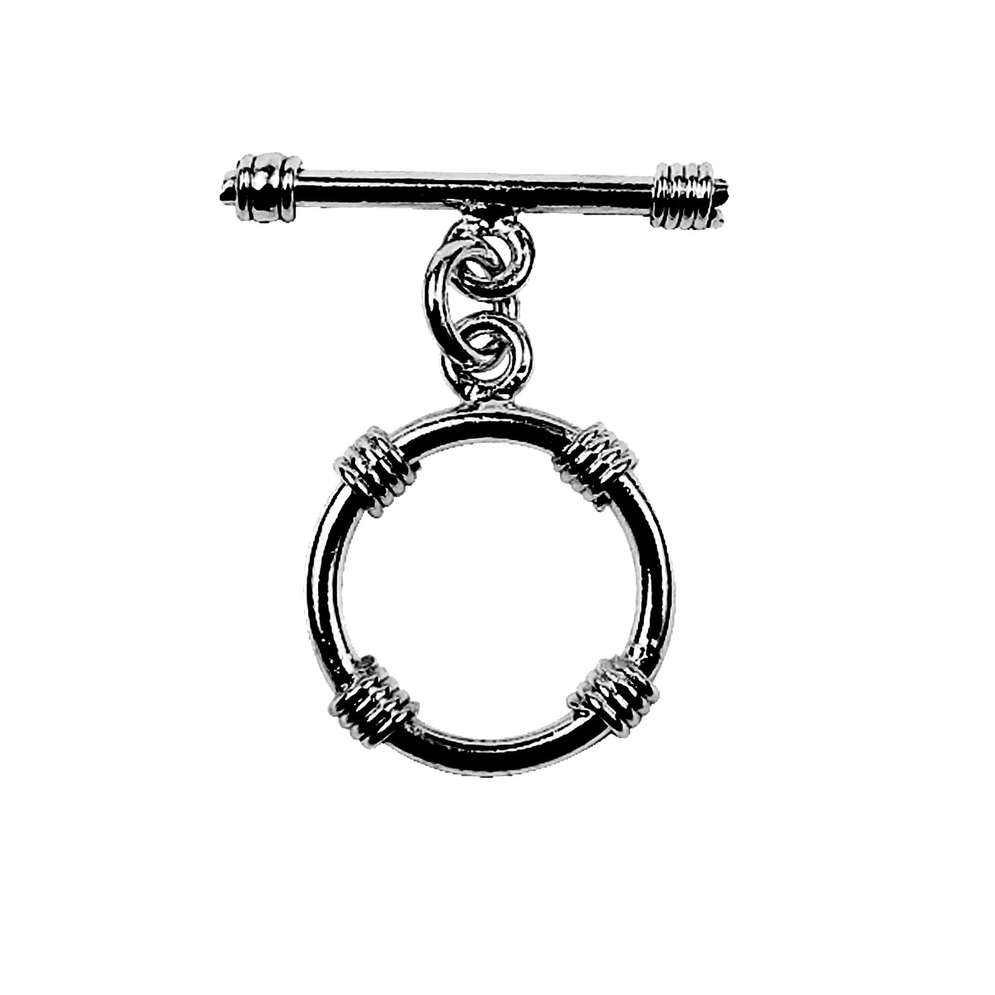 Handcrafted Black Rhodium Overlay circular toggle clasp with polished finish, made in India.