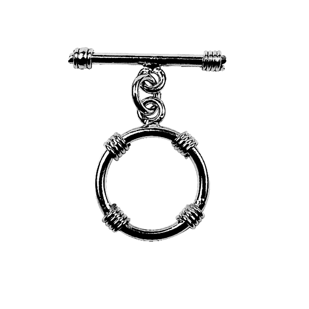 Handcrafted Black Rhodium Overlay circular toggle clasp with polished finish, made in India.