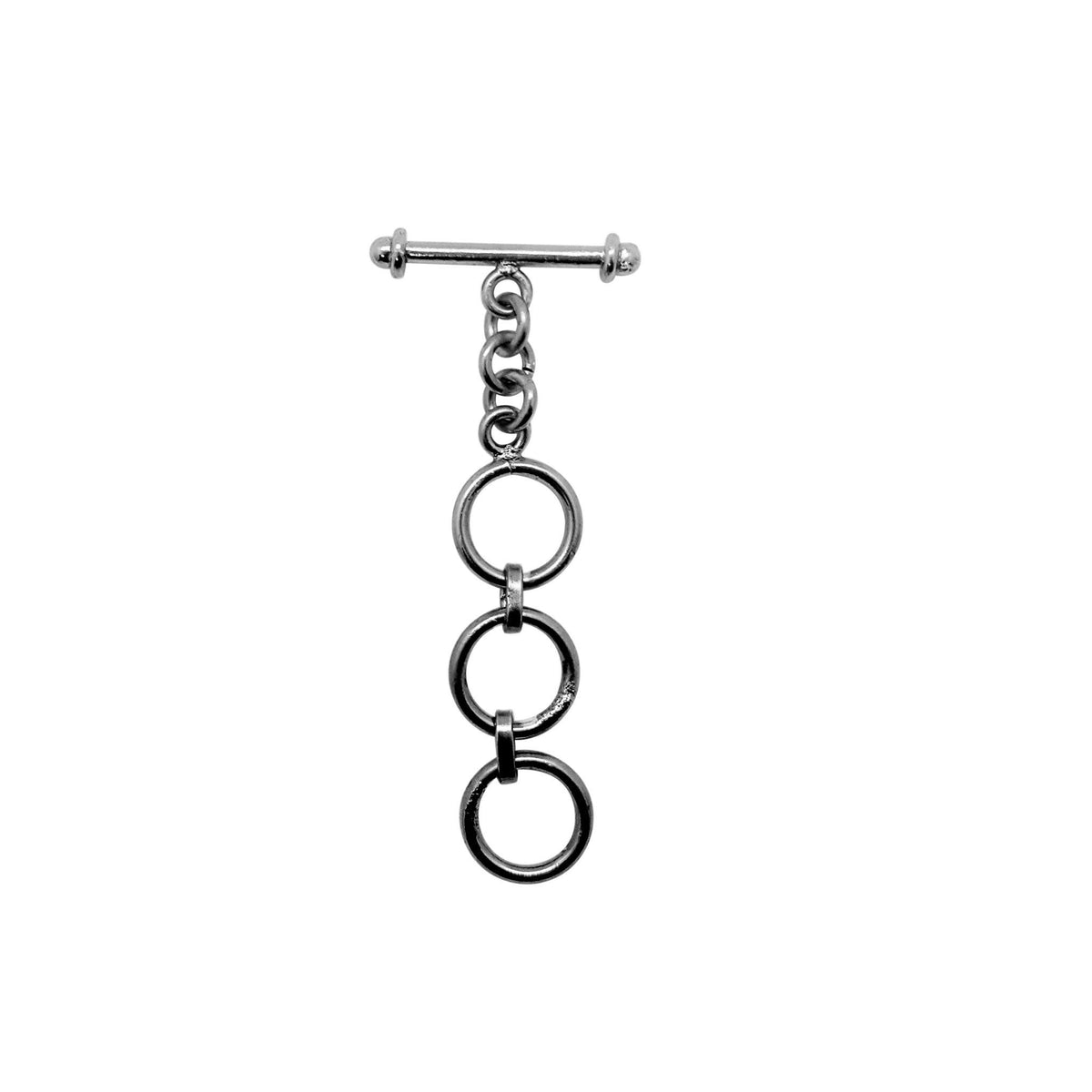 Handcrafted Black Rhodium Overlay multi-ring toggle clasp jewelry piece, made in India.