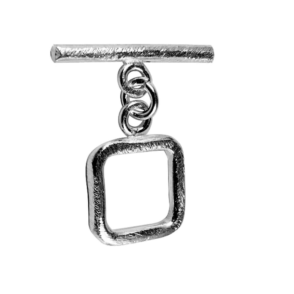 Handcrafted Black Rhodium Overlay square toggle clasp jewelry piece, made in India.
