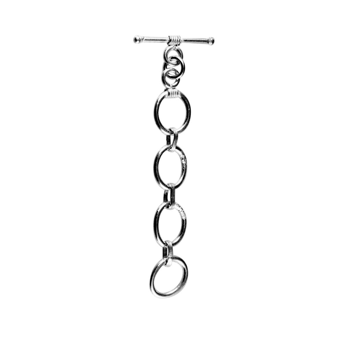 Handcrafted Black Rhodium Overlay multi-ring toggle clasp jewelry piece, made in India.