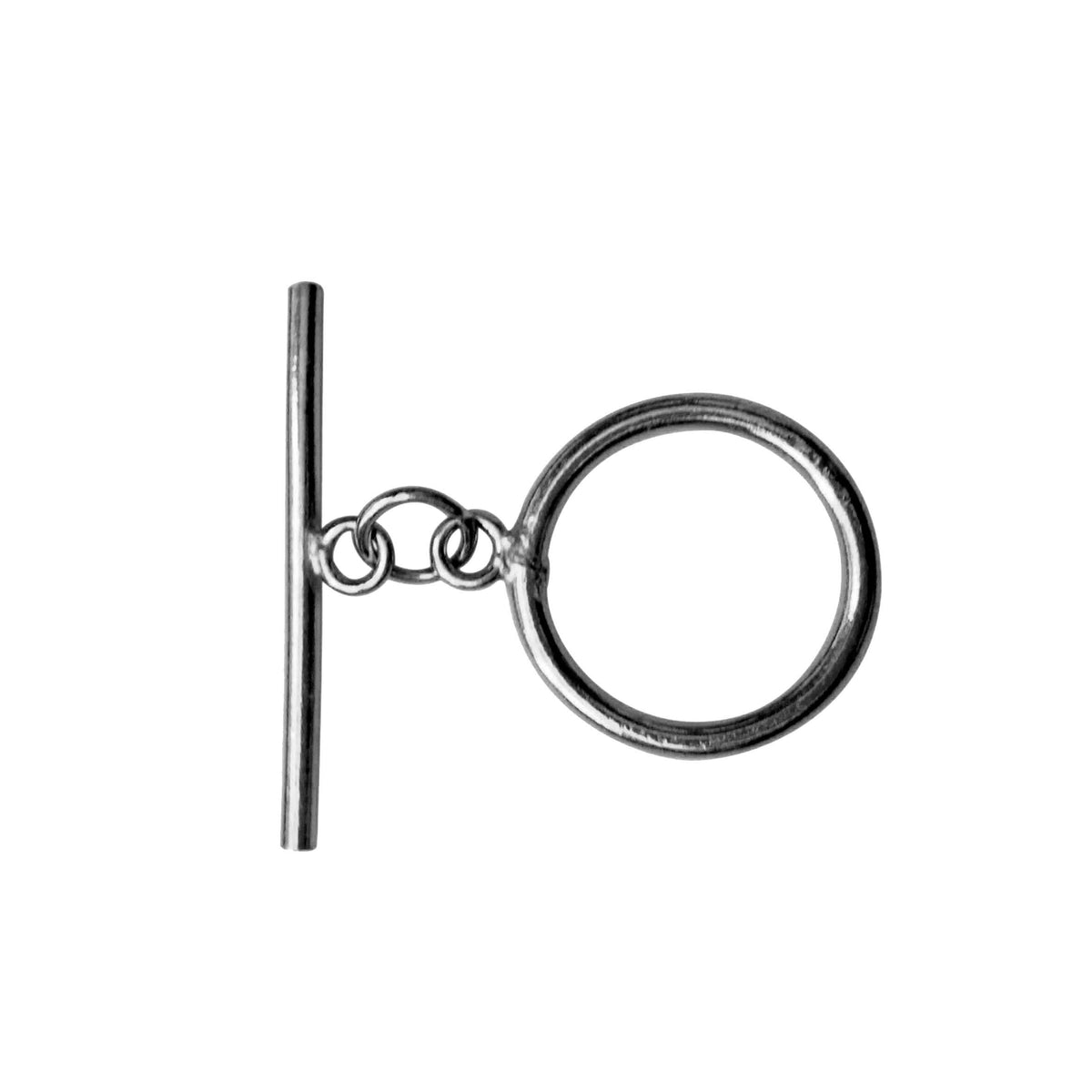 Handcrafted Black Rhodium Overlay minimal toggle clasp jewelry with circular ring and bar, made in India.