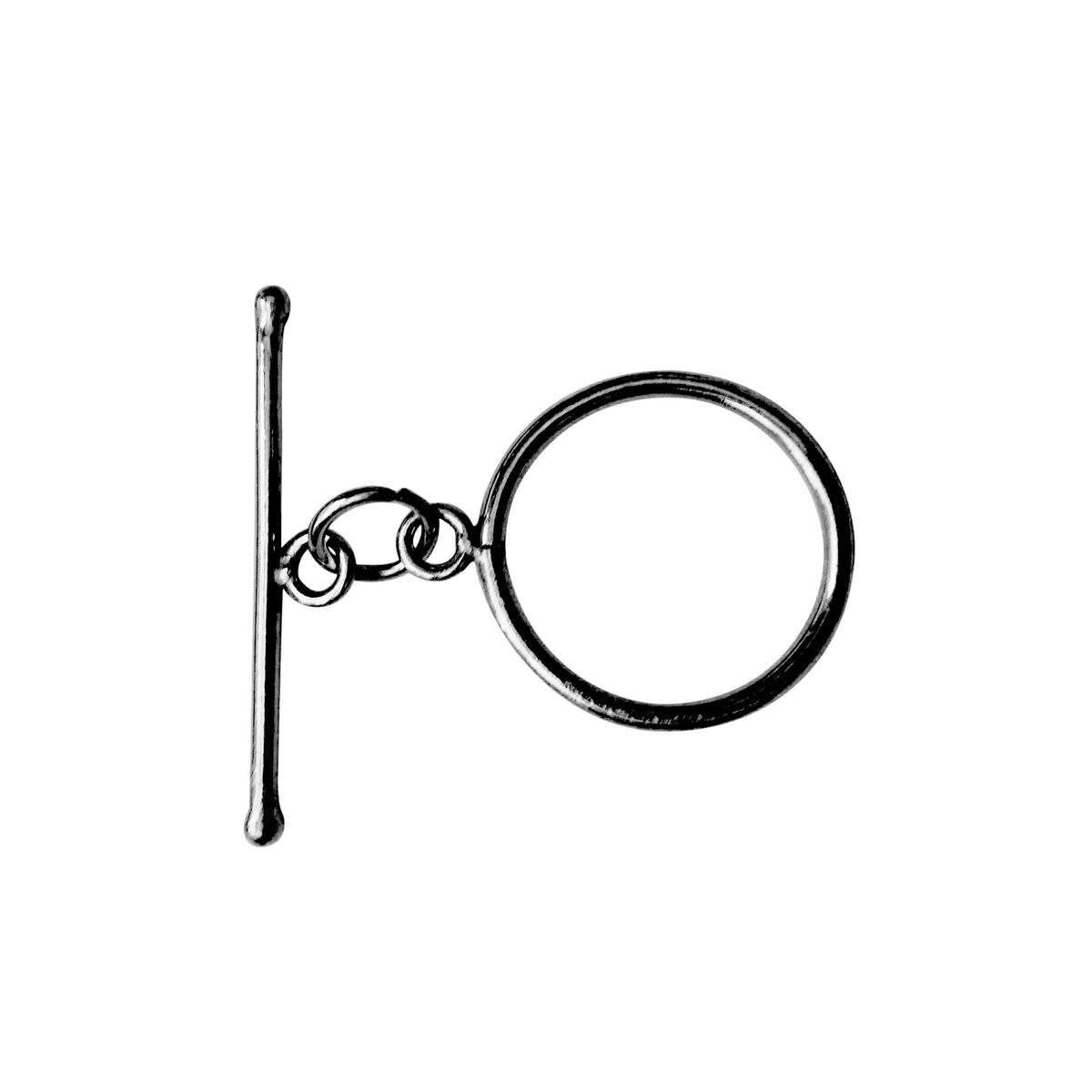 Handcrafted Black Rhodium Overlay slim bar toggle clasp jewelry with circular ring, made in India.