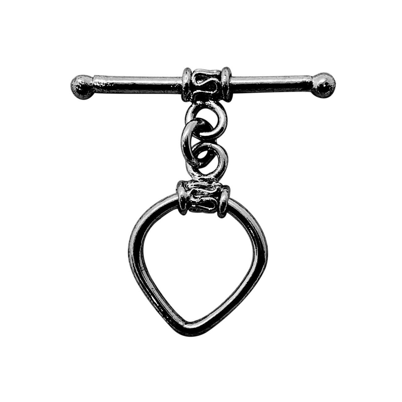 Handcrafted Black Rhodium Overlay teardrop toggle clasp jewelry with polished finish, made in India.