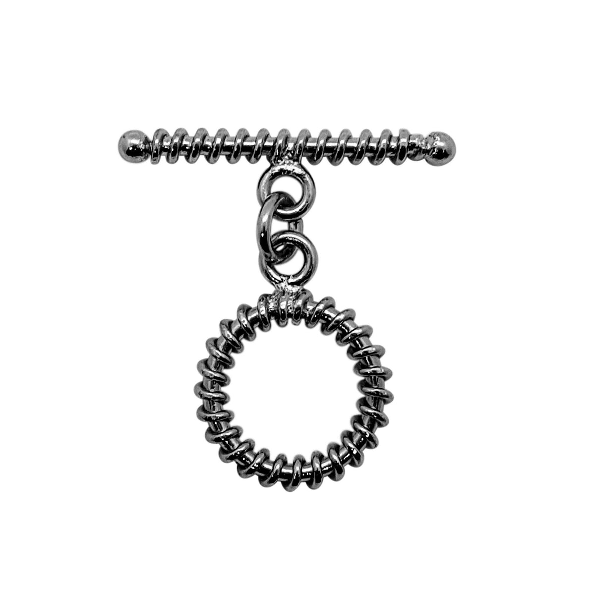 Handcrafted Black Rhodium Overlay textured toggle clasp jewelry with ridged bar, made in India.