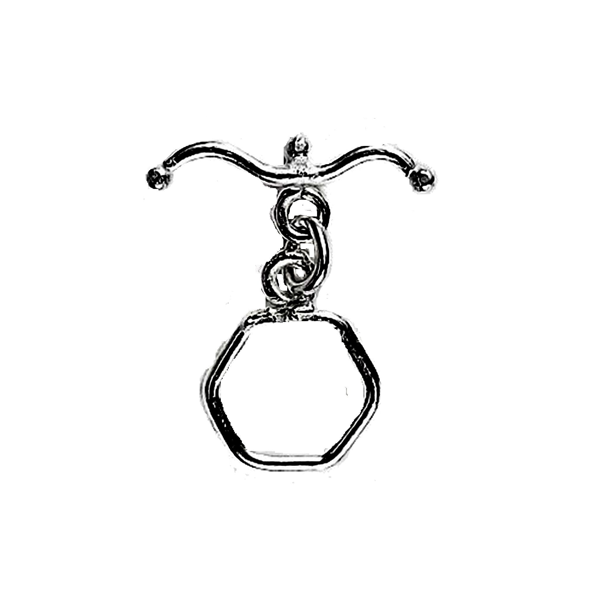 Handcrafted Black Rhodium Overlay hexagon toggle clasp jewelry with curved bar, made in India.