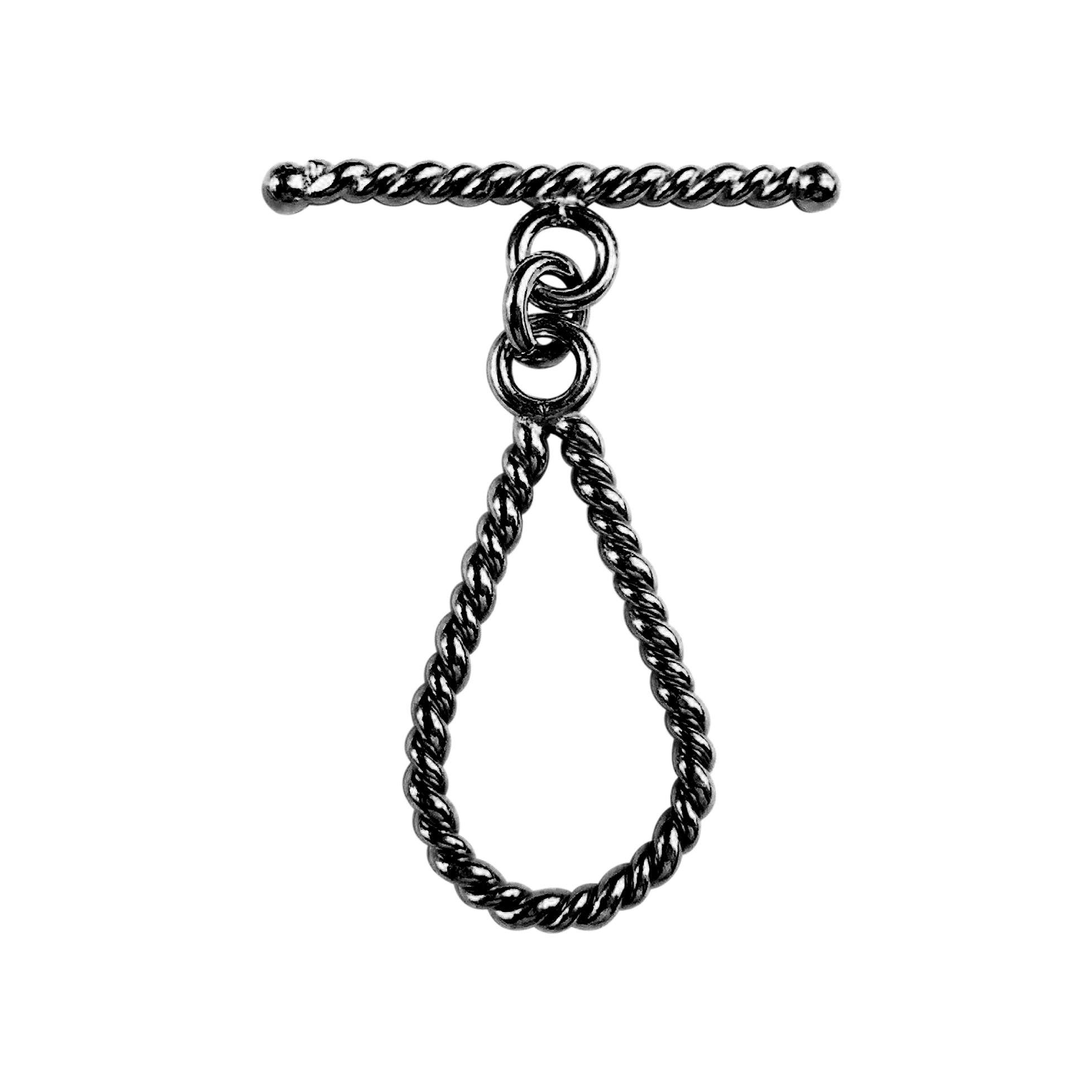 Handcrafted Black Rhodium Overlay teardrop twisted toggle clasp jewelry, made in India.