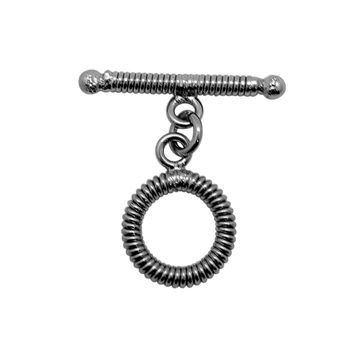 Handcrafted Black Rhodium Overlay coil-design toggle clasp jewelry, made in India.