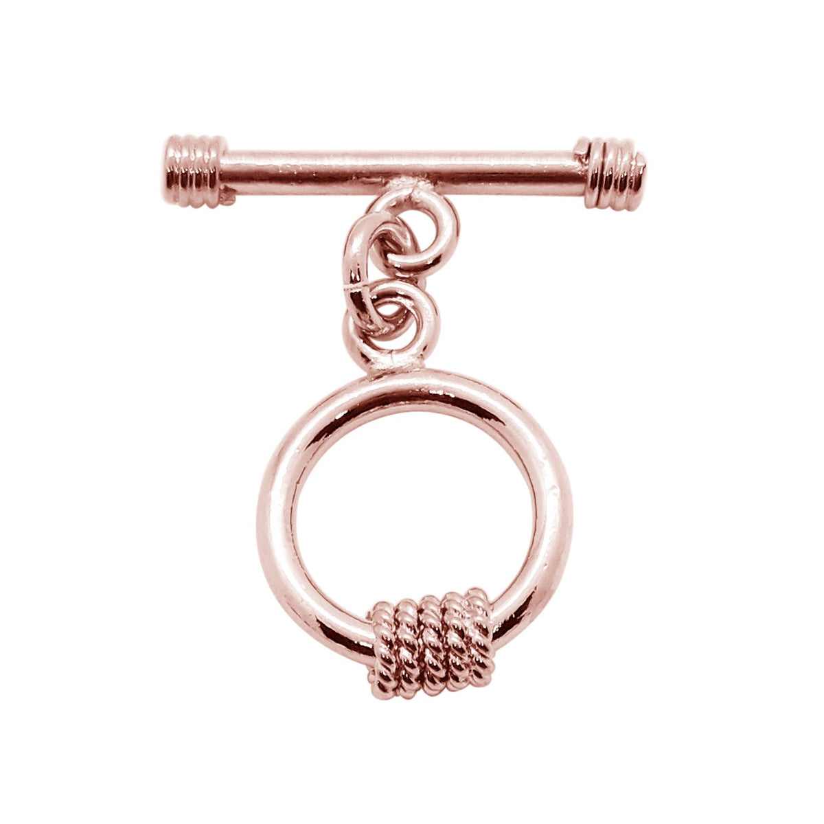 Handcrafted Rose Gold Overlay Toggle Clasp from India with polished circular and rope accent design