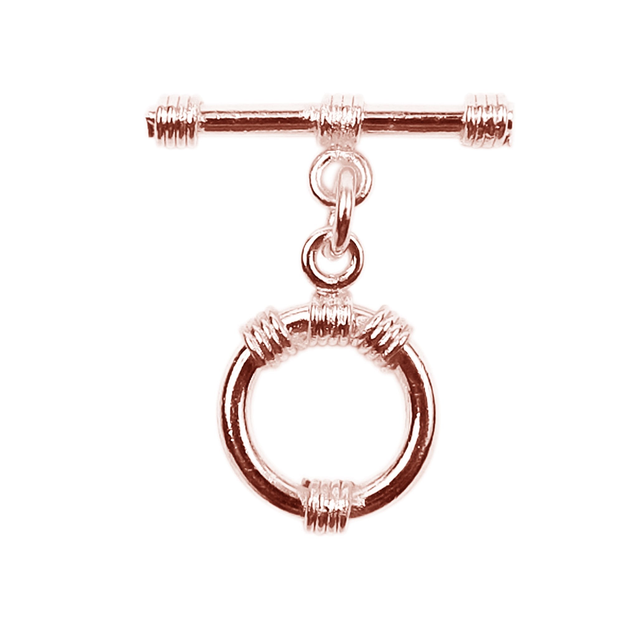 Handcrafted Rose Gold Overlay Toggle Clasp from India with polished circular wrapped design