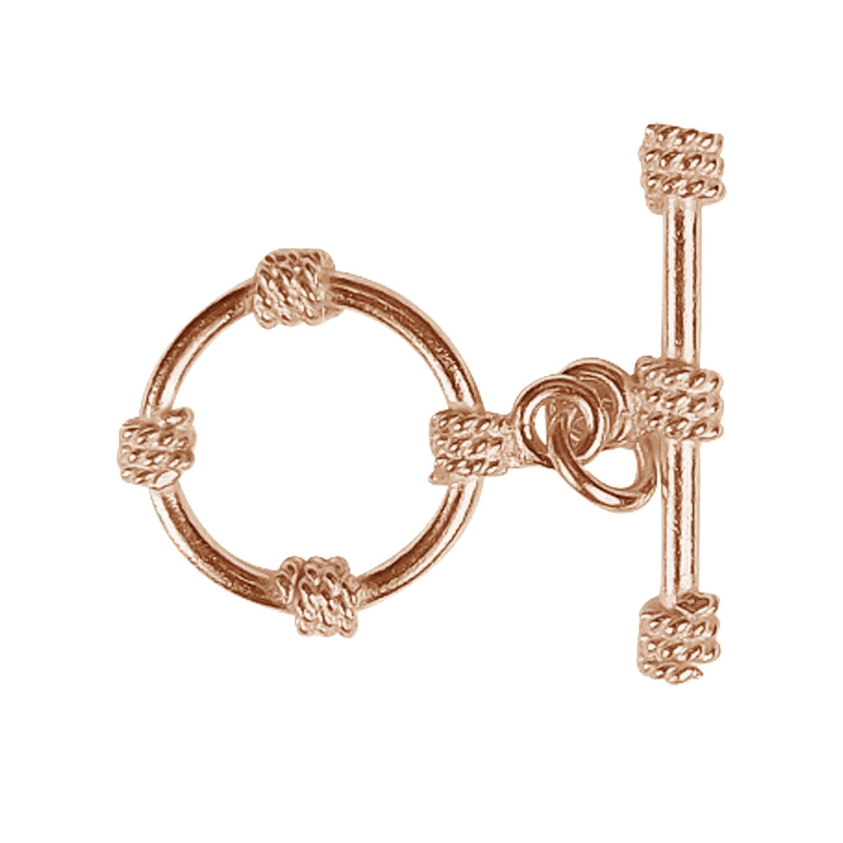 Handcrafted Rose Gold Overlay Toggle Clasp from India with rope-wrapped circular design