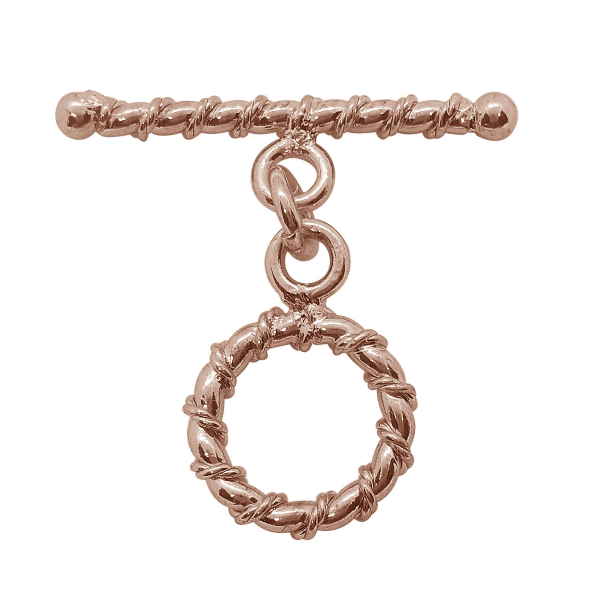 Handcrafted Rose Gold Overlay Toggle Clasp from India with rope-textured circular design