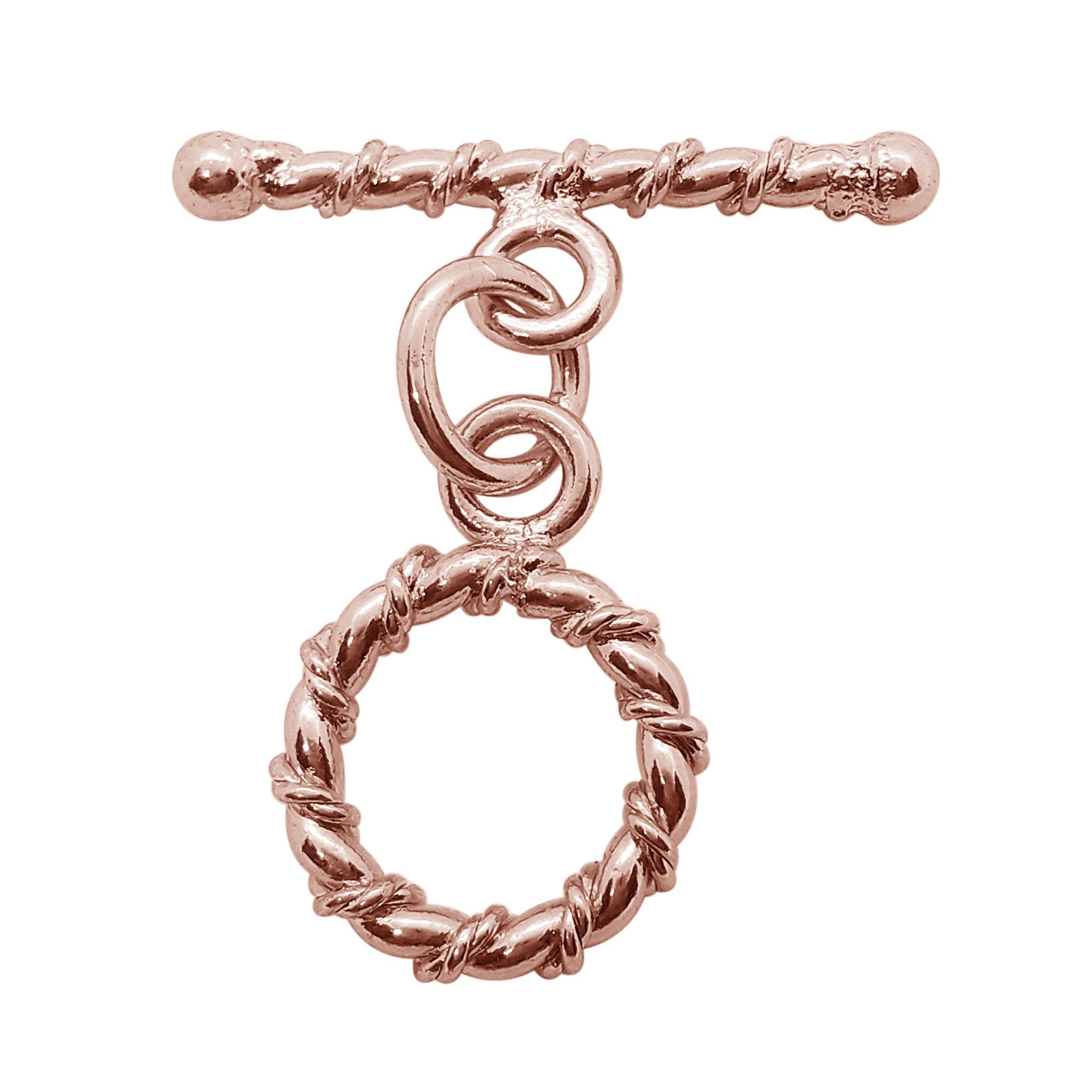 Handcrafted Rose Gold Overlay Toggle Clasp from India with rope-style circular design