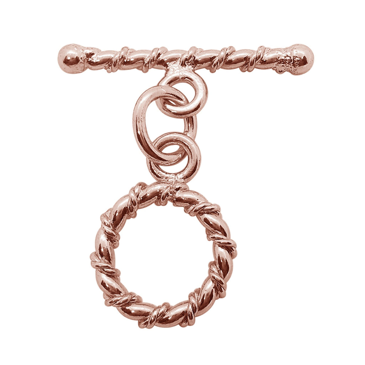 Handcrafted Rose Gold Overlay Toggle Clasp from India with rope-style circular design