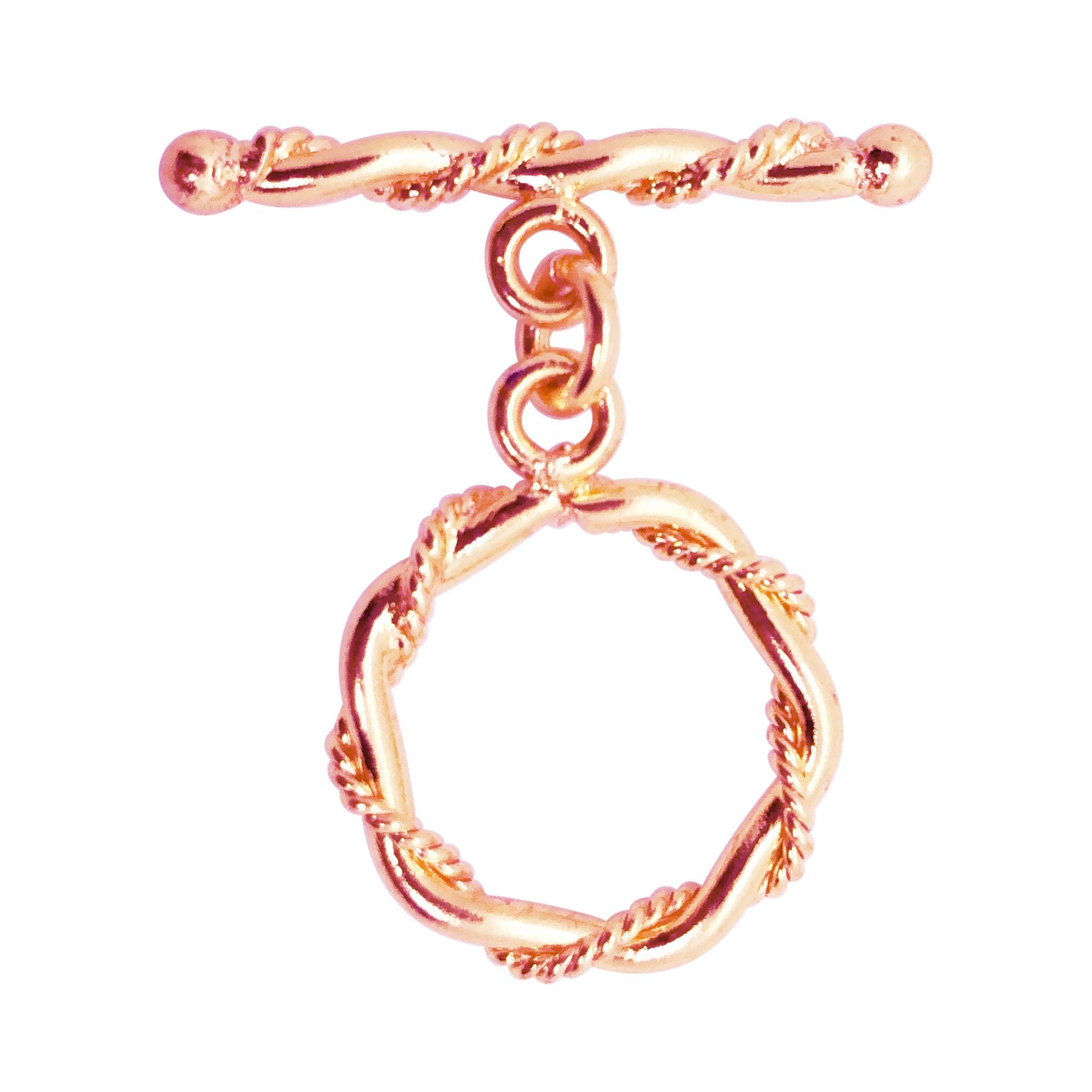 Handcrafted Rose Gold Overlay Toggle Clasp from India with twisted rope circular design