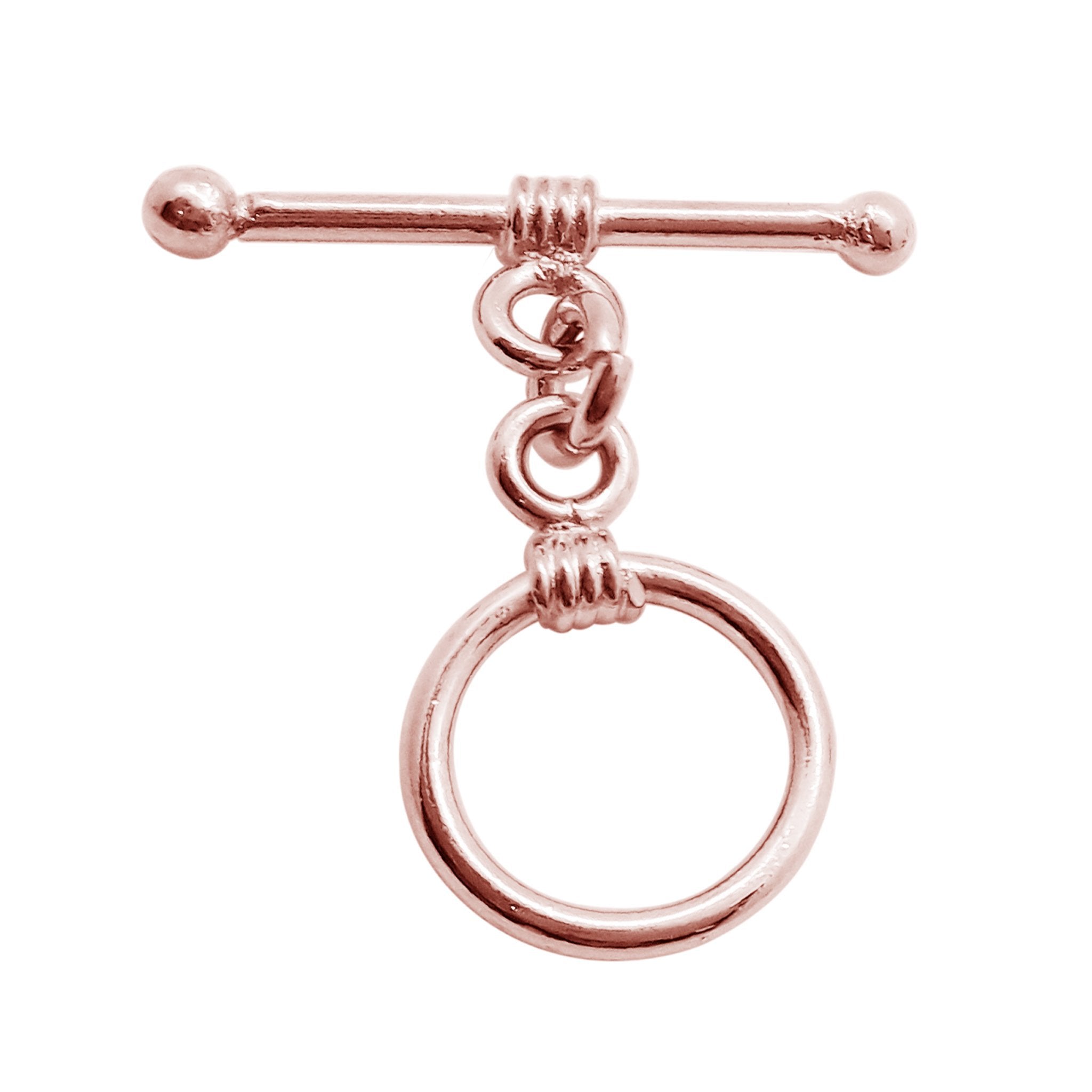 Handcrafted Rose Gold Overlay Toggle Clasp from India with wrapped accent circular design