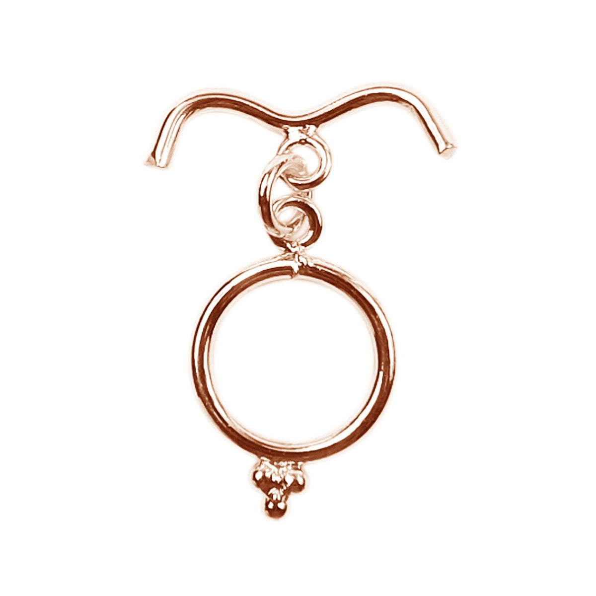 Handcrafted Rose Gold Overlay Toggle Clasp from India with curved bar and decorative circular clasp design