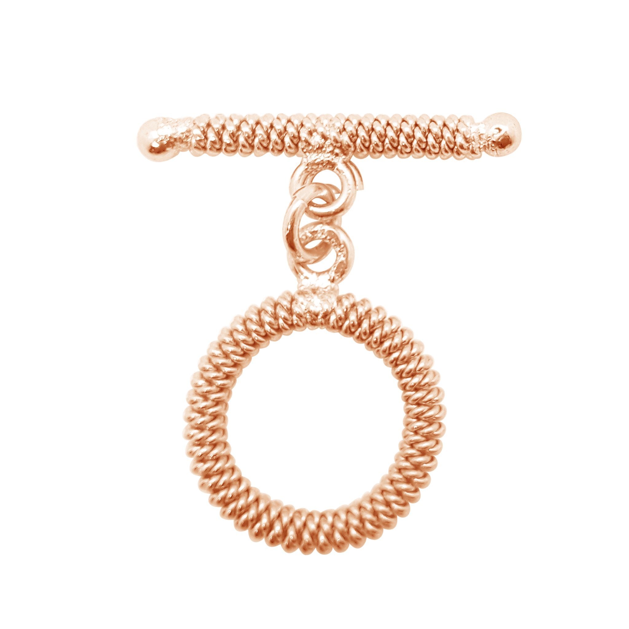 Handcrafted Rose Gold Overlay Toggle Clasp from India with spiral rope circular clasp design