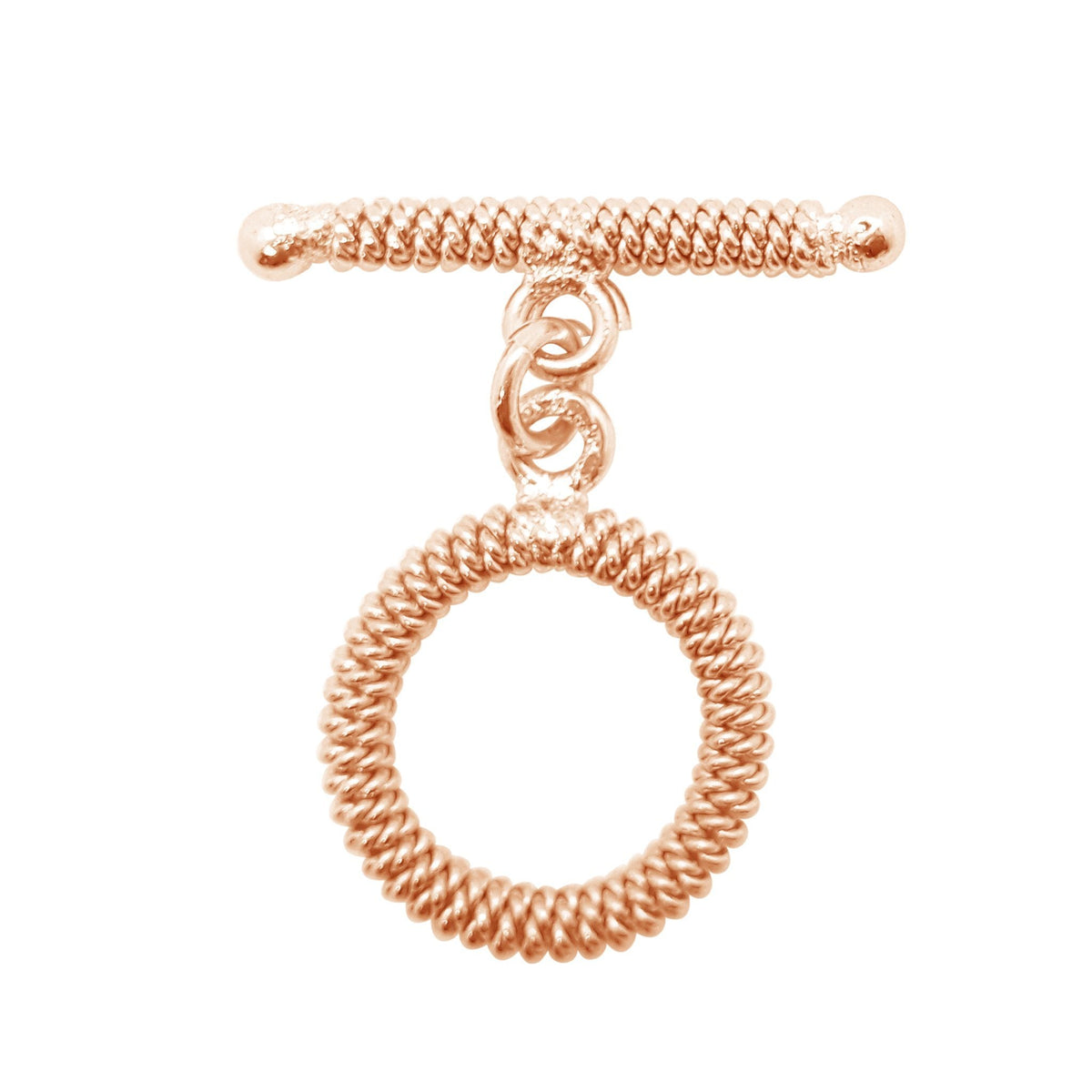 Handcrafted Rose Gold Overlay Toggle Clasp from India with spiral rope circular clasp design