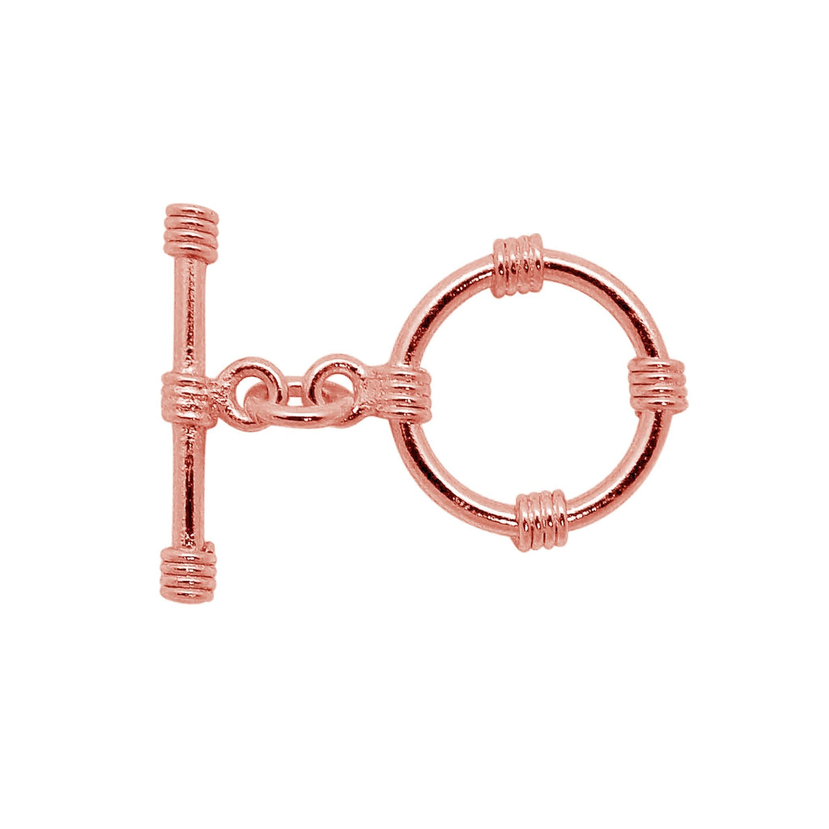 Handcrafted Rose Gold Overlay Toggle Clasp from India with wrapped accent circular design